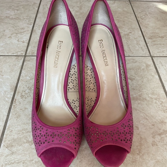 Enzo Angiolini Shoes Enzo Angiolini Fuchsia Suede Platform Peep Toe